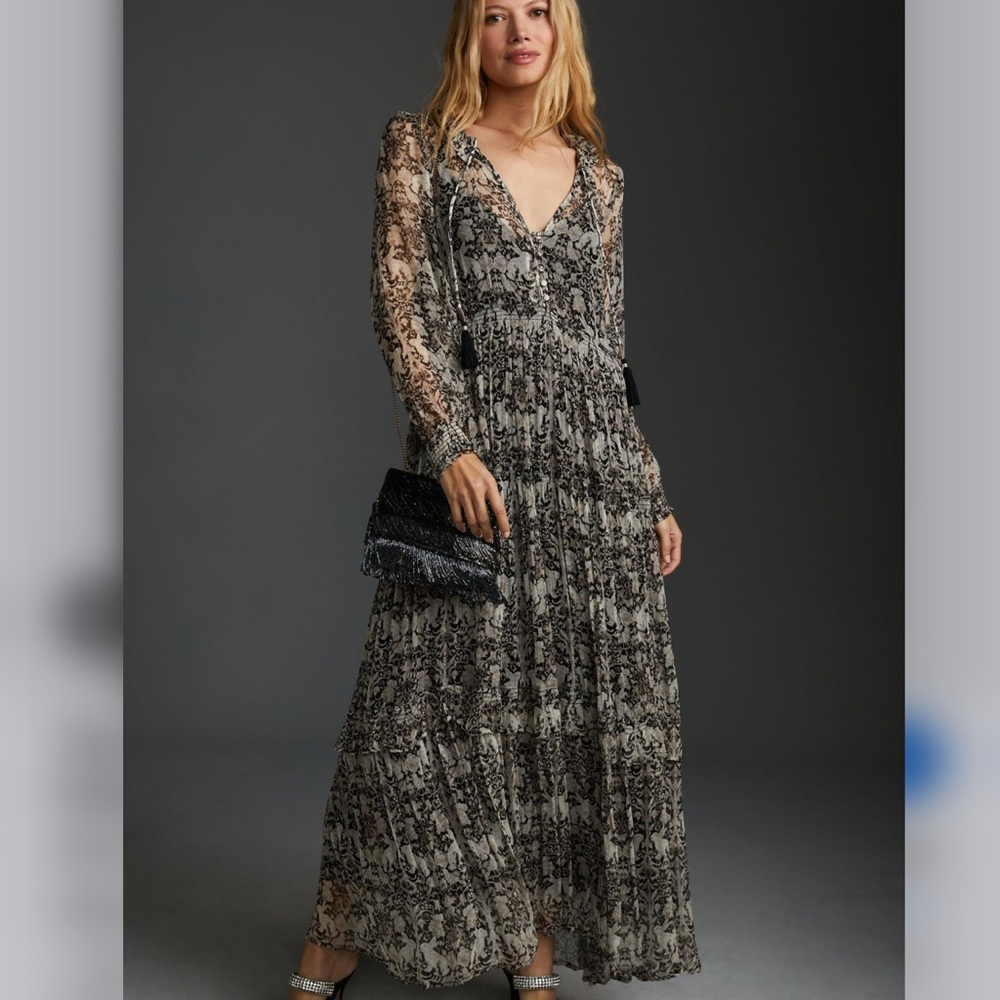The Marais Printed Chiffon Maxi Dress